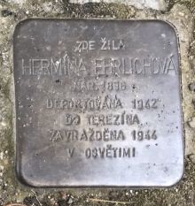 Stolperstein - Ehrlichová Hermína. Zdroj: Archiv města Plzně.