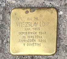 Stolperstein - Vítězslav Löw. Zdroj: Archiv města Plzně.