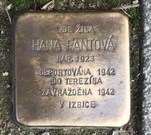 Stolperstein - Hana Fantová.  Zdroj: Archiv města Plzně