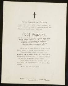 AmP, Sbírka úmrtních oznámení, Kopecký Adolf