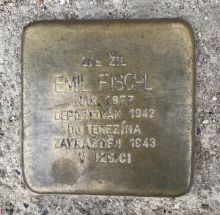 Stolperstein - Fischl Emil. Zdroj: Archiv města Plzně.