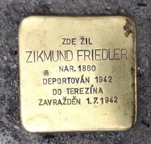 Stolperstein - Friedler Zikmund. Zdroj: Archiv města Plzně.