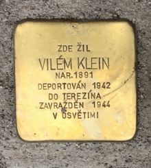 Stolperstein - Klein Vilém. Zdroj: Archiv města Plzně.
