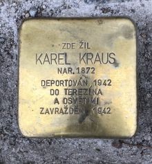 Stolperstein - Kraus Karel. Zdroj: Archiv města Plzně.