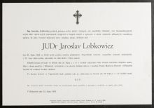 AmP, Sbírka úmrtních oznámení - Lobkowicz Jaroslav, JUDr.