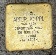Stolperstein - Artur Koppl. Zdroj: Archiv města Plzně.
