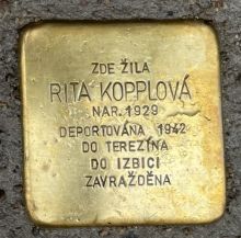 Stolperstein - Rita Kopplová. Zdroj: Archiv města Plzně.