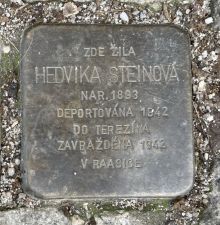 Stolperstein - Hedvika Steinová. Zdroj: Archiv města Plzně. 