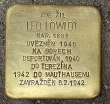 Stolperstein - Leo Löwidt.  Zdroj: Archiv města Plzně.
