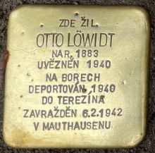Stolperstein - Otto Löwidt. Zdroj: Archiv města Plzně.