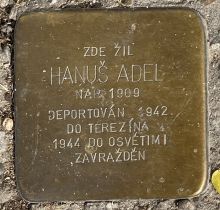 Stolperstein - Adel Hanuš.  Zdroj: Archiv města Plzně.