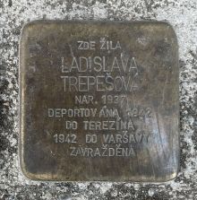 Stolperstein - Ladislava Trepešová.  Zdroj: Archiv města Plzně.