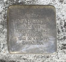 Stolperstein - Jana Hahnová.  Zdroj: Archiv města Plzně.