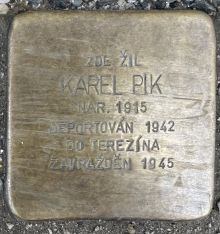 Stolperstein - Karel Pik.  Zdroj: Archiv města Plzně. 